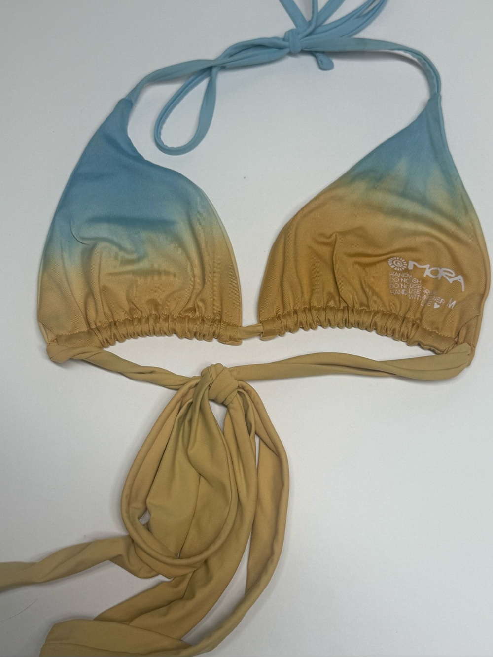 Mora- Women's Ombré Blue to Tan Triangle Bikini Top